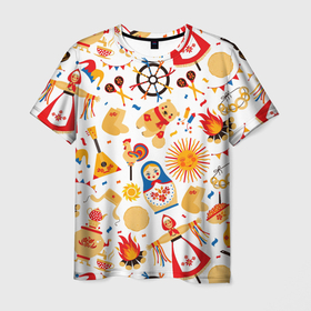 Мужская футболка 3D с принтом Масленница 2022 в Екатеринбурге, 100% полиэфир | прямой крой, круглый вырез горловины, длина до линии бедер | 2022 | блины | масленница | праздник | русские народные | чучело