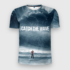 Мужская футболка 3D Slim с принтом Волна мыслей в Санкт-Петербурге, 100% полиэстер с улучшенными характеристиками | приталенный силуэт, круглая горловина, широкие плечи, сужается к линии бедра | волна | медитация | море | океан | природа | релакс