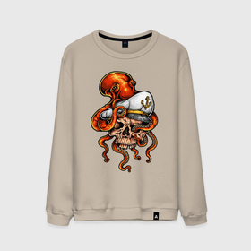 Мужской свитшот хлопок с принтом Skull cаp в Курске, 100% хлопок |  | Тематика изображения на принте: caotain | cap | octopus | skull | капитан | моряк | осьминог | череп | якорь