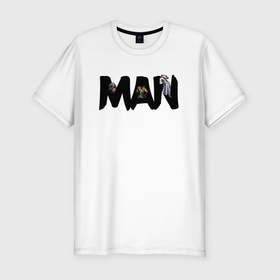 Мужская футболка хлопок Slim с принтом FORMAN в Кировске, 92% хлопок, 8% лайкра | приталенный силуэт, круглый вырез ворота, длина до линии бедра, короткий рукав | jojo | аниме | брутальность | джоджо | джотаро | куджо | мужчина | подарок