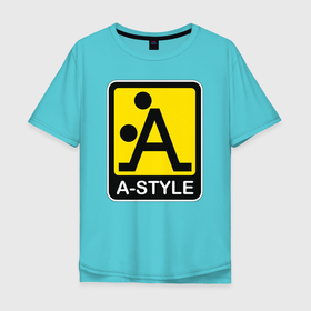 Мужская футболка хлопок Oversize с принтом A STYLE в Екатеринбурге, 100% хлопок | свободный крой, круглый ворот, “спинка” длиннее передней части | a style | логотипы | одежда | яркие принты