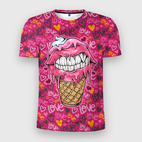 Мужская футболка 3D Slim с принтом Мороженое 