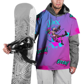 Накидка на куртку 3D с принтом JINX | BOOM | АРКЕЙН| в Тюмени, 100% полиэстер |  | arcane | boom | jinx | league of legends | аркейн | бомба | взрыв | граффити | комикс | надписи