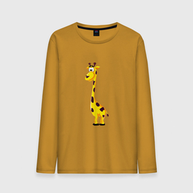 Мужской лонгслив хлопок с принтом Веселый жирафик в Курске, 100% хлопок |  | Тематика изображения на принте: африка | девушкам | детский | детям | для детей | животные | жираф | звери | прикольные | природа | саванна
