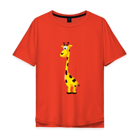 Мужская футболка хлопок Oversize с принтом Веселый жирафик , 100% хлопок | свободный крой, круглый ворот, “спинка” длиннее передней части | африка | девушкам | детский | детям | для детей | животные | жираф | звери | прикольные | природа | саванна
