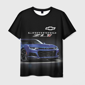 Мужская футболка 3D с принтом Chevrolet Camaro ZL1 Motorsport в Тюмени, 100% полиэфир | прямой крой, круглый вырез горловины, длина до линии бедер | Тематика изображения на принте: car | chevrolet | motorsport | power | prestige | usa | автомобиль | автоспорт | мощь | престиж | сша | шевроле
