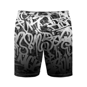 Мужские шорты спортивные с принтом GRAFFITI WHITE TAGS   ГРАФФИТИ в Курске,  |  | gradient | graffiti | tags | градиент | граффити | каллиграфия | надписи | теги | тегинг | узор