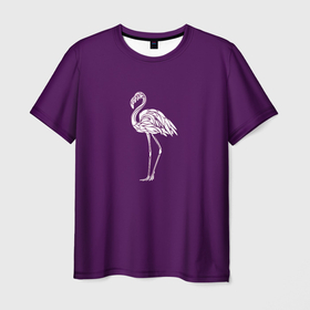 Мужская футболка 3D с принтом Фламинго в сиреневом в Новосибирске, 100% полиэфир | прямой крой, круглый вырез горловины, длина до линии бедер | африка | девушкам | детям | озеро | природа | птица | фламинго