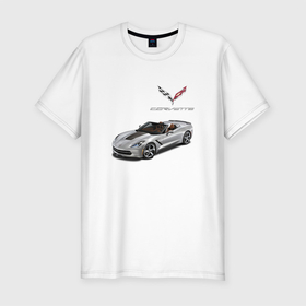 Мужская футболка хлопок Slim с принтом Chevrolet Corvette   Racing team в Новосибирске, 92% хлопок, 8% лайкра | приталенный силуэт, круглый вырез ворота, длина до линии бедра, короткий рукав | car | chevrolet | corvette | motorsport | power | prestige | usa | автомобиль | автоспорт | корвет | мощь | престиж | сша | шевроле