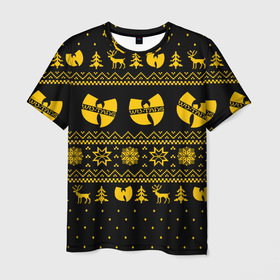 Мужская футболка 3D с принтом НОВОГОДНИЙ СВИТЕР WU TANG CLAN в Белгороде, 100% полиэфир | прямой крой, круглый вырез горловины, длина до линии бедер | 2022 | crhistmas | happy new year | merry christmas | snow | winter | winter is coming | wu tang | wu tang clan | wu tang logo | wutang clan | ву танг | ву танг клан | ву танг лого | зима | зима близко | новогодний | новогодний ву | новый год | новый год 