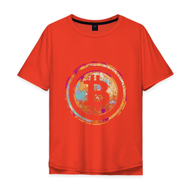 Мужская футболка хлопок Oversize с принтом Разноцветный биток в Петрозаводске, 100% хлопок | свободный крой, круглый ворот, “спинка” длиннее передней части | биткоин | деньги | ит | крипто | криптовалюта | программист | разработчик