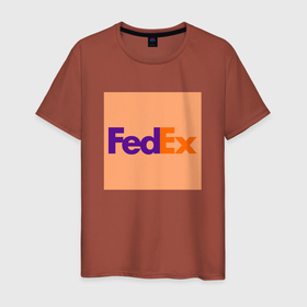 Мужская футболка хлопок с принтом Fed Ex в городе Новоалтайск, 100% хлопок | прямой крой, круглый вырез горловины, длина до линии бедер, слегка спущенное плечо. | Тематика изображения на принте: fed ex | курьеры | логотип fed ex | логотипы