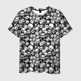 Мужская футболка 3D с принтом Screaming skulls  web в Белгороде, 100% полиэфир | прямой крой, круглый вырез горловины, длина до линии бедер | bats | bones | screaming | screaming skulls | skull | web | кости | кричат | кричащие черепа | летучая мышь | паутина | черепа