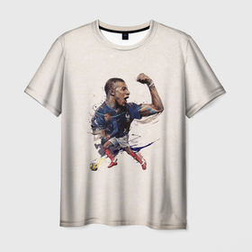 Мужская футболка 3D с принтом Мбаппе стремительный в Новосибирске, 100% полиэфир | прямой крой, круглый вырез горловины, длина до линии бедер | psg | лига 1 | лига чемпионов | мбаппе | париж | псж | сборная франции | франция | футбол