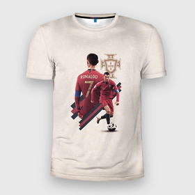 Мужская футболка 3D Slim с принтом Криштиану Сборная Португалии в Тюмени, 100% полиэстер с улучшенными характеристиками | приталенный силуэт, круглая горловина, широкие плечи, сужается к линии бедра | cr7 | криро | криш | криштиану | криштиану роналду | португалия | сборная португалии | футбол