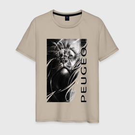Мужская футболка хлопок с принтом Peugeot ЛЕВ в Санкт-Петербурге, 100% хлопок | прямой крой, круглый вырез горловины, длина до линии бедер, слегка спущенное плечо. | peugeot | psa peugeot citron | автомобилей | пежо | франция