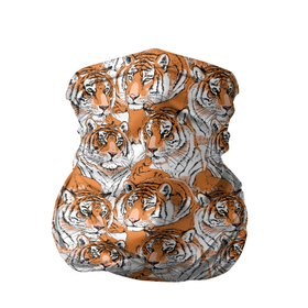 Бандана-труба 3D с принтом Тигры (рисованный стиль) , 100% полиэстер, ткань с особыми свойствами — Activecool | плотность 150‒180 г/м2; хорошо тянется, но сохраняет форму | animal | beast | cat | predator | tiger | амурский тигр | белый тигр | год тигра | дикий тигр | животное | зверь | злой тигр | кот | новый год 2022 | оскал | охотник | полосатая кошка | полоски тигра | саблезубый тигр