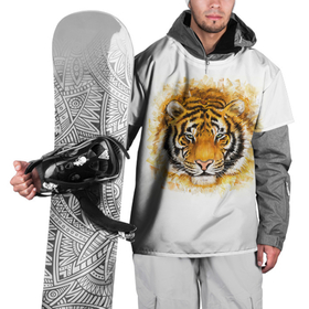 Накидка на куртку 3D с принтом Дикий Тигр (Wild Tiger) в Санкт-Петербурге, 100% полиэстер |  | animal | beast | cat | predator | tiger | амурский тигр | белый тигр | год тигра | дикий тигр | животное | зверь | злой тигр | кот | новый год 2022 | оскал | охотник | полосатая кошка | полоски тигра | саблезубый тигр