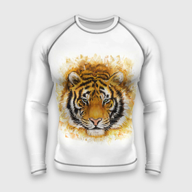 Мужской рашгард 3D с принтом Дикий Тигр (Wild Tiger) в Санкт-Петербурге,  |  | animal | beast | cat | predator | tiger | амурский тигр | белый тигр | год тигра | дикий тигр | животное | зверь | злой тигр | кот | новый год 2022 | оскал | охотник | полосатая кошка | полоски тигра | саблезубый тигр
