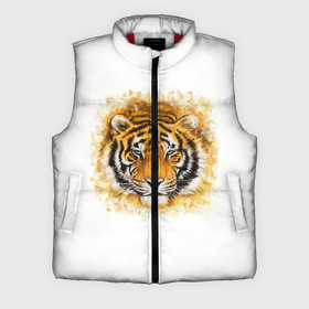 Мужской жилет утепленный 3D с принтом Дикий Тигр (Wild Tiger) в Санкт-Петербурге,  |  | animal | beast | cat | predator | tiger | амурский тигр | белый тигр | год тигра | дикий тигр | животное | зверь | злой тигр | кот | новый год 2022 | оскал | охотник | полосатая кошка | полоски тигра | саблезубый тигр