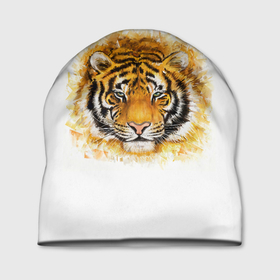 Шапка 3D с принтом Дикий Тигр (Wild Tiger) , 100% полиэстер | универсальный размер, печать по всей поверхности изделия | animal | beast | cat | predator | tiger | амурский тигр | белый тигр | год тигра | дикий тигр | животное | зверь | злой тигр | кот | новый год 2022 | оскал | охотник | полосатая кошка | полоски тигра | саблезубый тигр