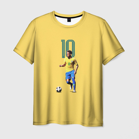 Мужская футболка 3D с принтом Неймар Сборная Бразилии в Екатеринбурге, 100% полиэфир | прямой крой, круглый вырез горловины, длина до линии бедер | psg | бразилия | неймар | псж | сборная бразилии | футбол