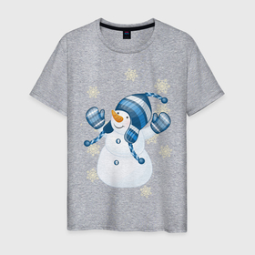 Мужская футболка хлопок с принтом С новым годом от snowman в Тюмени, 100% хлопок | прямой крой, круглый вырез горловины, длина до линии бедер, слегка спущенное плечо. | snowman | праздник | праздники | с новым годом | снеговик