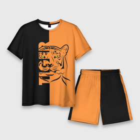Мужской костюм с шортами 3D с принтом Тигр   (Tiger) в Кировске,  |  | animal | beast | cat | predator | tiger | амурский тигр | белый тигр | боец | во | год тигра | дикий тигр | животное | зверь | злой тигр | кот | новый год 2022 | оскал | охотник | полосатая кошка | полоски тигра