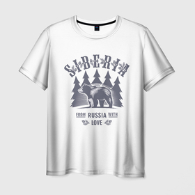 Мужская футболка 3D с принтом SIBERIA (Россия) , 100% полиэфир | прямой крой, круглый вырез горловины, длина до линии бедер | bear | beast | clubfoot | grizzly | potapych | siberia | taiga | teddy bear | wild animal | берлога | винни пух | гризли | дикое животное | зверь | зоопарк | косолапый | лес | мёд | медведица | медведь | медвежонок | мишка | мишутка