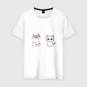 Мужская футболка хлопок с принтом Котята в Кировске, 100% хлопок | прямой крой, круглый вырез горловины, длина до линии бедер, слегка спущенное плечо. | коты | котята | кошки