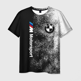 Мужская футболка 3D с принтом БМВ | Черно белый логотип в Новосибирске, 100% полиэфир | прямой крой, круглый вырез горловины, длина до линии бедер | bmw | bmw motorsport | bmw performance | carbon | m | m power | motorsport | performance | sport | бмв | карбон | моторспорт | подарок | спорт