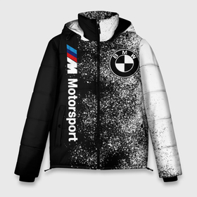 Мужская зимняя куртка 3D с принтом БМВ | Черно белый логотип в Новосибирске, верх — 100% полиэстер; подкладка — 100% полиэстер; утеплитель — 100% полиэстер | длина ниже бедра, свободный силуэт Оверсайз. Есть воротник-стойка, отстегивающийся капюшон и ветрозащитная планка. 

Боковые карманы с листочкой на кнопках и внутренний карман на молнии. | Тематика изображения на принте: bmw | bmw motorsport | bmw performance | carbon | m | m power | motorsport | performance | sport | бмв | карбон | моторспорт | подарок | спорт