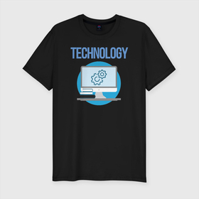 Мужская футболка хлопок Slim с принтом IT Theme в Курске, 92% хлопок, 8% лайкра | приталенный силуэт, круглый вырез ворота, длина до линии бедра, короткий рукав | it | technology | информатика | компьютер | математика | наука | процессор | технология | университет | школа