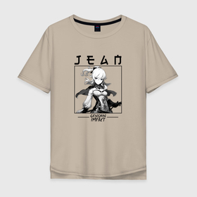 Мужская футболка хлопок Oversize с принтом Джинн | Jean,  Genshin Impact в Екатеринбурге, 100% хлопок | свободный крой, круглый ворот, “спинка” длиннее передней части | anemo | genshin impact | jean | анемо | аниме | геншин импакт | джинн | джинн гуннхильдр | ордо фавониус | первоначальный бог