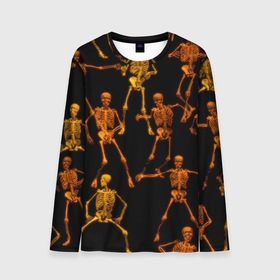 Мужской лонгслив 3D с принтом гибкие кости в Санкт-Петербурге, 100% полиэстер | длинные рукава, круглый вырез горловины, полуприлегающий силуэт | Тематика изображения на принте: анатомия | ведьма | вечеринка | движение | диджей | клуб | кости | рентген | скелет | танец | танцпол | тело | хэллоуин | череп