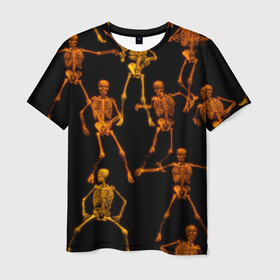 Мужская футболка 3D с принтом гибкие кости в Санкт-Петербурге, 100% полиэфир | прямой крой, круглый вырез горловины, длина до линии бедер | анатомия | ведьма | вечеринка | движение | диджей | клуб | кости | рентген | скелет | танец | танцпол | тело | хэллоуин | череп