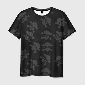 Мужская футболка 3D с принтом Череп Скелета в Курске, 100% полиэфир | прямой крой, круглый вырез горловины, длина до линии бедер | band | band of skull | black | dedsec | relief | skull