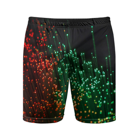 Мужские шорты спортивные с принтом Неоновые светящиеся палочки в Петрозаводске,  |  | неоновые светящиеся палочки | нити | оптическое волокно | палочки | полосы | светлячки