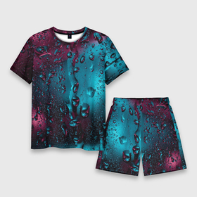 Мужской костюм с шортами 3D с принтом Ностальгия фиолетового дождя в Курске,  |  | Тематика изображения на принте: вода | водные капли | дождь | капли | ностальгия фиолетового дождя | стекло