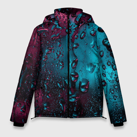 Мужская зимняя куртка 3D с принтом Ностальгия фиолетового дождя в Екатеринбурге, верх — 100% полиэстер; подкладка — 100% полиэстер; утеплитель — 100% полиэстер | длина ниже бедра, свободный силуэт Оверсайз. Есть воротник-стойка, отстегивающийся капюшон и ветрозащитная планка. 

Боковые карманы с листочкой на кнопках и внутренний карман на молнии. | вода | водные капли | дождь | капли | ностальгия фиолетового дождя | стекло