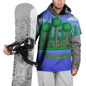 Накидка на куртку 3D с принтом Лесок из Террарии в Новосибирске, 100% полиэстер |  | game | games | teraria | terraria | игра | игры | терартия | террария