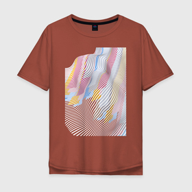 Мужская футболка хлопок Oversize с принтом Абстрактные цветные волны в Курске, 100% хлопок | свободный крой, круглый ворот, “спинка” длиннее передней части | абстрация | волна | волны | геометрия | минимализм | нежность