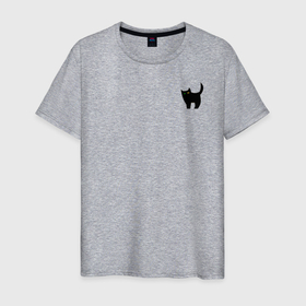 Мужская футболка хлопок с принтом Чёрный кот с разными глазами в Санкт-Петербурге, 100% хлопок | прямой крой, круглый вырез горловины, длина до линии бедер, слегка спущенное плечо. | Тематика изображения на принте: домашний | животное | животные | звери | зверь | кот | котено | котёнок | котшка | магия | мило | милота | мистика | питомец | черный кот