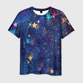 Мужская футболка 3D с принтом Звездное небо мечтателя в Санкт-Петербурге, 100% полиэфир | прямой крой, круглый вырез горловины, длина до линии бедер | Тематика изображения на принте: звездное небо | звездное небо мечтателя | звездочки | звезды | новый год | празник | узор