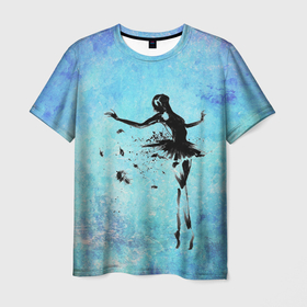 Мужская футболка 3D с принтом Прекрасный силуэт балерины в Екатеринбурге, 100% полиэфир | прямой крой, круглый вырез горловины, длина до линии бедер | балерина | прекрасный силуэт балерины | силуэт | танцовщица | танцор | текстуры