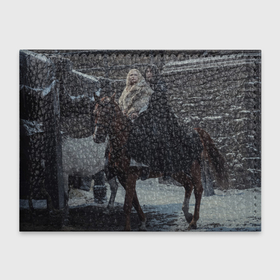 Обложка для студенческого билета с принтом Геральт и Цири на коне в Екатеринбурге, натуральная кожа | Размер: 11*8 см; Печать на всей внешней стороне | Тематика изображения на принте: 