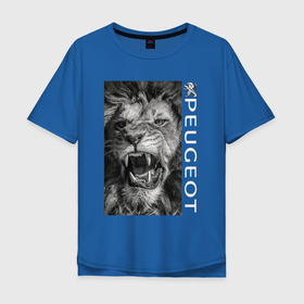 Мужская футболка хлопок Oversize с принтом lion Peugeot в Екатеринбурге, 100% хлопок | свободный крой, круглый ворот, “спинка” длиннее передней части | peugeot | psa peugeot citron | автомобилей | пежо | франция