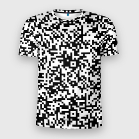 Мужская футболка 3D Slim с принтом Стиль QR код в Новосибирске, 100% полиэстер с улучшенными характеристиками | приталенный силуэт, круглая горловина, широкие плечи, сужается к линии бедра | qr code | qr код | ковид | ковид 19 | код | коронавирус | кр код | пандемия | прикол