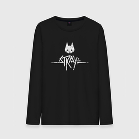 Мужской лонгслив хлопок с принтом Stray game logo в Кировске, 100% хлопок |  | stray | бродячий кот | игра | кот | лого | логотип | страй | стрей