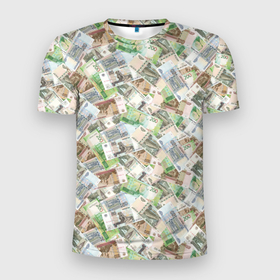 Мужская футболка 3D Slim с принтом Деньги РФ (Рубли) в Петрозаводске, 100% полиэстер с улучшенными характеристиками | приталенный силуэт, круглая горловина, широкие плечи, сужается к линии бедра | Тематика изображения на принте: бабки | баксы | банк | банкноты | бизнес | биткоин | богатство | брокер | бумажник | бюджет | валюта | взятка | вор | деньги | доллары | евро | зарплата | золото | казино | капитал | касса | копилка